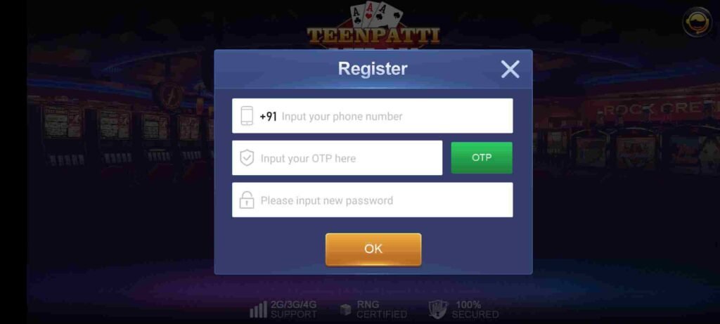 Teen Patti Tash APP में रजिस्टर/लॉगिन कैसे करें?